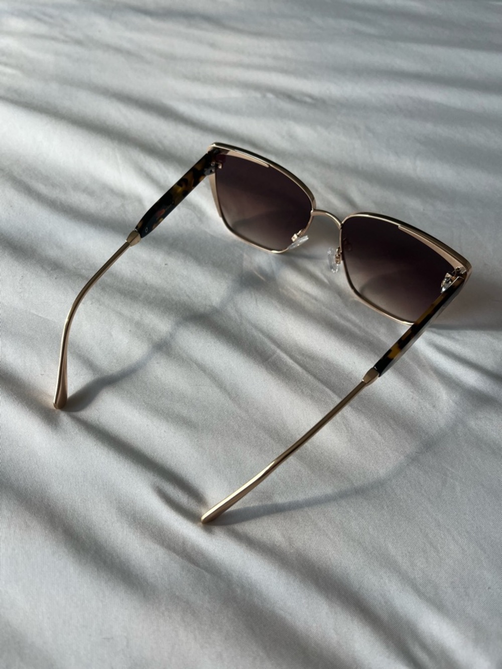 Jessica Simpson Cateye Square Sunglasses Rose Gold Metallic Tortoise Shell - Picture 6 of 8